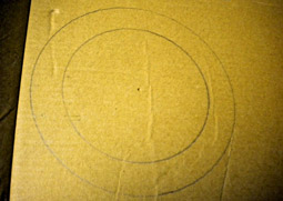 Template I drew on stiff carboard. Outer circle fits into plant pot. Inner circle gets cut out Baadar film takes its place