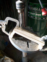 Drill press slanted to cut hole hole